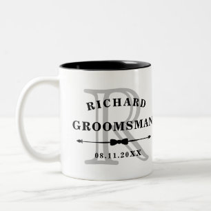 Tasse 2 Couleurs Nœud papillon noir et blanc Monogramme Garçon d'ho