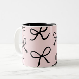 Tasse 2 Couleurs Nœuds Noirs Mignons et Tendance Rose