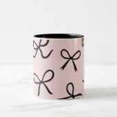 Tasse 2 Couleurs Nœuds Noirs Rose Tendances Mignon (Centre)