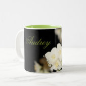 Tasse 2 Couleurs Noir avec fleurs blanches (Devant gauche)