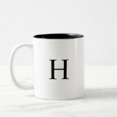Tasse 2 Couleurs Noir Classique Élégant Monogramme (Gauche)