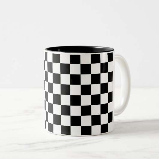 Tasse 2 Couleurs Noir et blanc Checkered (Devant droit)