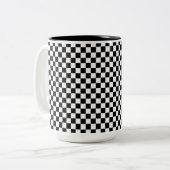 Tasse 2 Couleurs noir et blanc - damier rétro (Devant gauche)