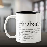 Tasse 2 Couleurs Noir et blanc Définition du mari Cool moderne<br><div class="desc">Personnalisez votre mari spécial pour créer un cadeau unique pour les anniversaires,  anniversaires,  mariages,  Noël ou tout autre jour que vous voulez montrer combien il signifie pour vous. Une façon parfaite de lui montrer à quel point il est extraordinaire chaque jour. Conçu par Thisisnotme©</div>