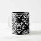 Tasse 2 Couleurs Noir et blanc Elegant Damask (Devant gauche)