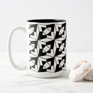 Tasse 2 Couleurs Noir et Blanc Moderne Géométrique 