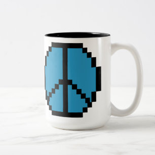 Tasse 2 Couleurs Noir et bleu de paix de pixel