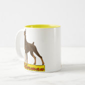 Tasse 2 Couleurs Noir et rouge de dobermann (Devant gauche)