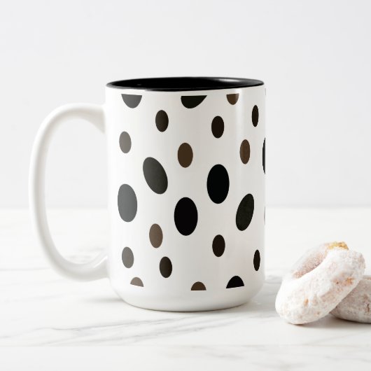 Tasse 2 Couleurs Noir Marron à pois (Avec donut)