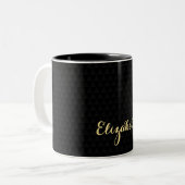 Tasse 2 Couleurs Noir moderne Elegant Or Script Chic Nom personnali (Devant gauche)