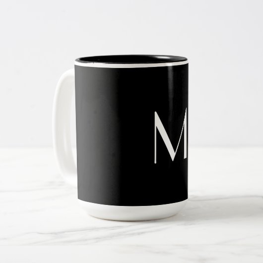 Tasse 2 Couleurs noir solide - ajouter du monogramme (Devant gauche)