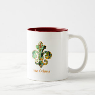 Tasse 2 Couleurs NOLA a peint Fleur de lis (6)