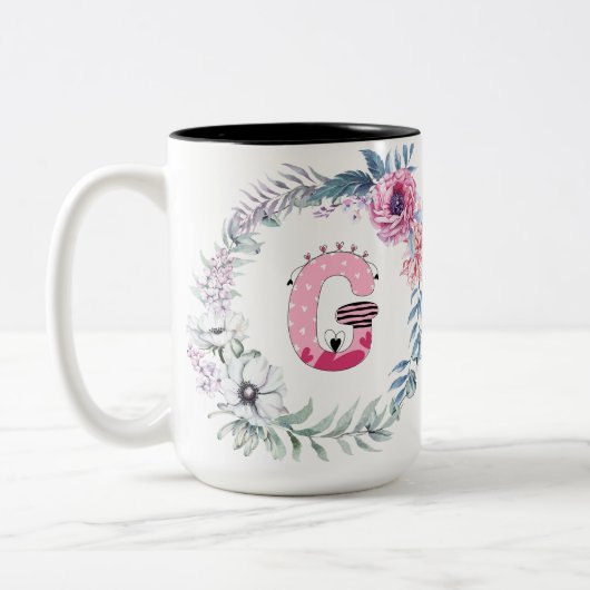 Tasse 2 Couleurs Nom Alphabet "G" (Gauche)