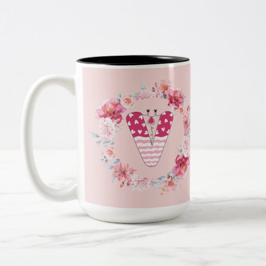 Tasse 2 Couleurs Nom Alphabet V (Gauche)