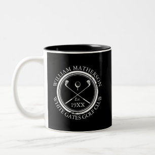 Tasse 2 Couleurs Nom de club de golf personnalisé noir et blanc