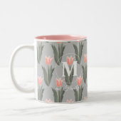 Tasse 2 Couleurs Nom De Famille Élégant Monogramme Peach Tulips Pei (Gauche)