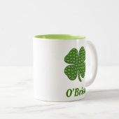 Tasse 2 Couleurs Nom de famille irlandais Four Leaf Clover Shamrock (Devant droit)