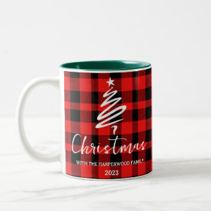 Tasse 2 Couleurs Nom de famille Noël minimaliste Red Buffalo