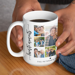 Tasse 2 Couleurs nom de famille personnalisé collage de 10 photos