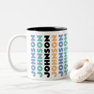 Tasse 2 Couleurs Nom de famille personnalisé rétro