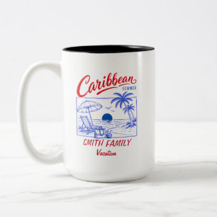 Tasse 2 Couleurs Nom de famille personnalisé Vacances d'été des Car