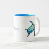 Tasse 2 Couleurs Nom de grand-mère personnalisé Turquoise Sea Turtl (Devant droit)