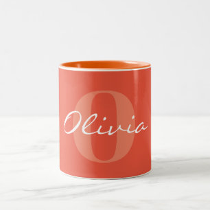 Tasse 2 Couleurs Nom de la calligraphie personnalisée orange