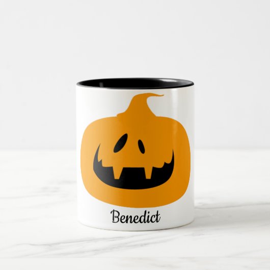 Tasse 2 Couleurs Nom de la face du citrouille de l'Halloween simple (Centre)