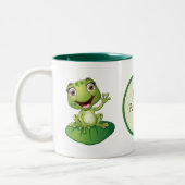 Tasse 2 Couleurs Nom de la grenouille monogramme mignonne (Gauche)