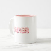 Tasse 2 Couleurs Nom de l'ambre dans lumière de néon brillant nouve (Devant gauche)