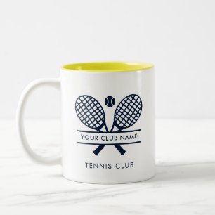 Tasse 2 Couleurs Nom de l'équipe de tennis sur gazon motif bleu mar