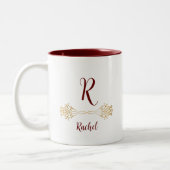 Tasse 2 Couleurs Nom de monogramme unique élégant Joyeux Noël (Gauche)