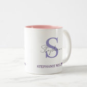 Tasse 2 Couleurs Nom de script élégant classique noir et blanc pers (Devant droit)