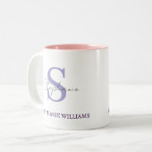 Tasse 2 Couleurs Nom de script élégant classique noir et blanc pers (Devant gauche)