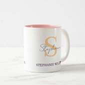 Tasse 2 Couleurs Nom de script élégant classique noir et blanc pers (Devant droit)