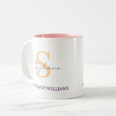 Tasse 2 Couleurs Nom de script élégant classique noir et blanc pers (Devant gauche)