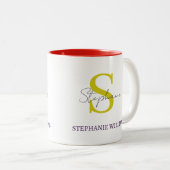 Tasse 2 Couleurs Nom de script élégant classique noir et blanc pers (Devant droit)