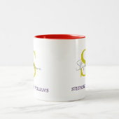 Tasse 2 Couleurs Nom de script élégant classique noir et blanc pers (Centre)