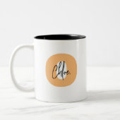 Tasse 2 Couleurs Nom de script initial minuscule orange (Gauche)