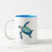 Tasse 2 Couleurs Nom de script personnalisé Turquoise Sea Turtle (Gauche)