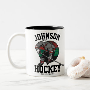 Tasse 2 Couleurs Nom d'équipe de joueur de hockey sur glace personn