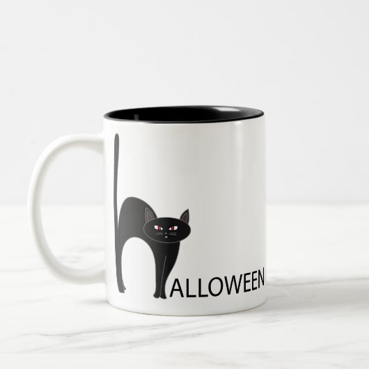 Tasse 2 Couleurs Nom du chat noir Halloween (Gauche)