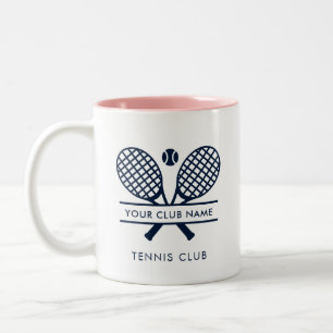 Tasse 2 Couleurs Nom du club de tennis Logo bleu marine Sports pers