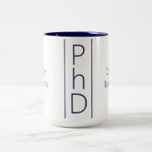 Tasse 2 Couleurs Nom du diplômé Blanc Bleu PhD (Centre)