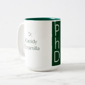 Tasse 2 Couleurs Nom du diplômé Green Degree PhD (Devant gauche)