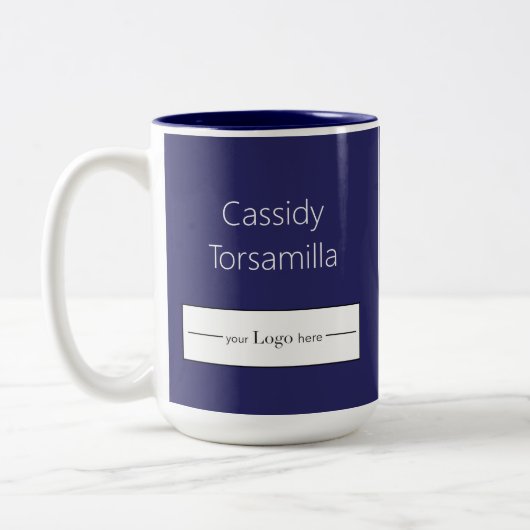 Tasse 2 Couleurs Nom du diplômé Logo MBA bleu (Gauche)