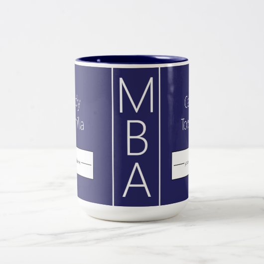 Tasse 2 Couleurs Nom du diplômé Logo MBA bleu (Centre)
