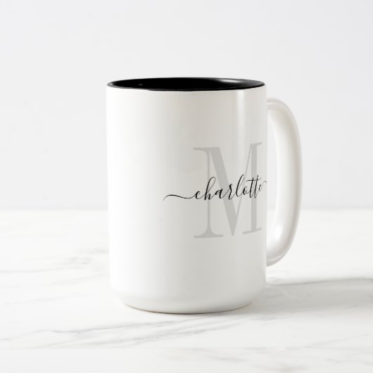 Tasse 2 Couleurs Nom du monogramme moderne (Devant droit)