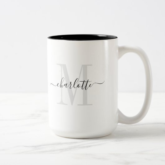Tasse 2 Couleurs Nom du monogramme moderne (Droit)