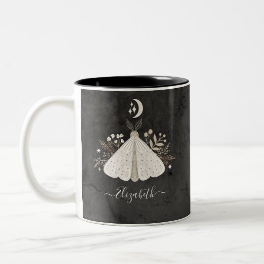 Tasse 2 Couleurs Nom du monogramme Papillon floral simple (Gauche)